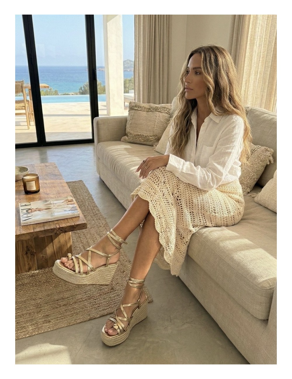 Sandalias con cuña y tiras Piras Gold