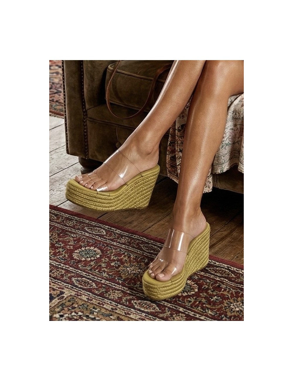 Sandalias de esparto con tiras Transparente Biasi Green