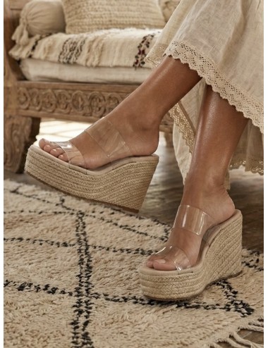 Sandalias de esparto con tiras Transparente Biasi Beige