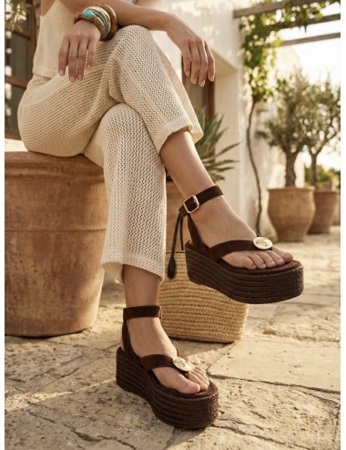 Sandalias con plataforma Paolo all Brown