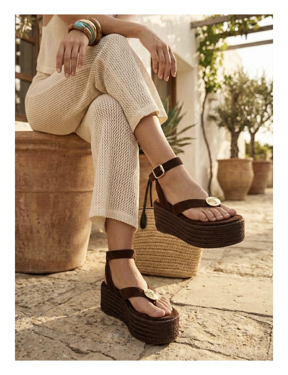 Sandalias con plataforma Paolo all Brown
