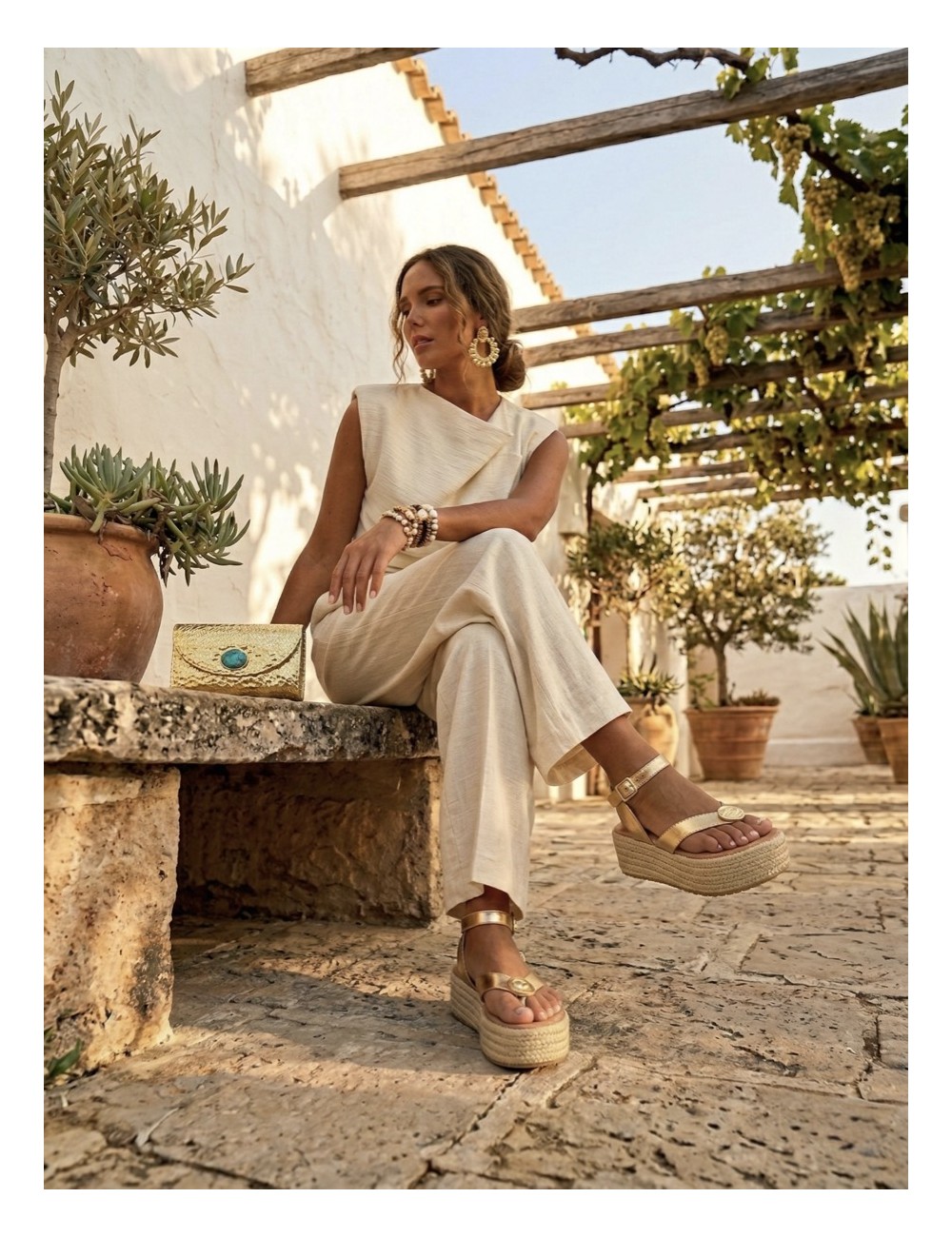 Sandalias con plataforma Paolo Gold