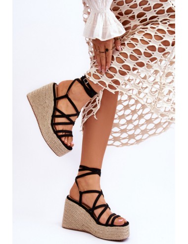 Sandalias con Tiras y Atadas a la Pierna Casina Noir