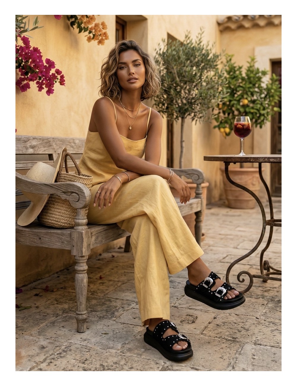 Sandalias con Plataforma y hebillas Tirli Noir