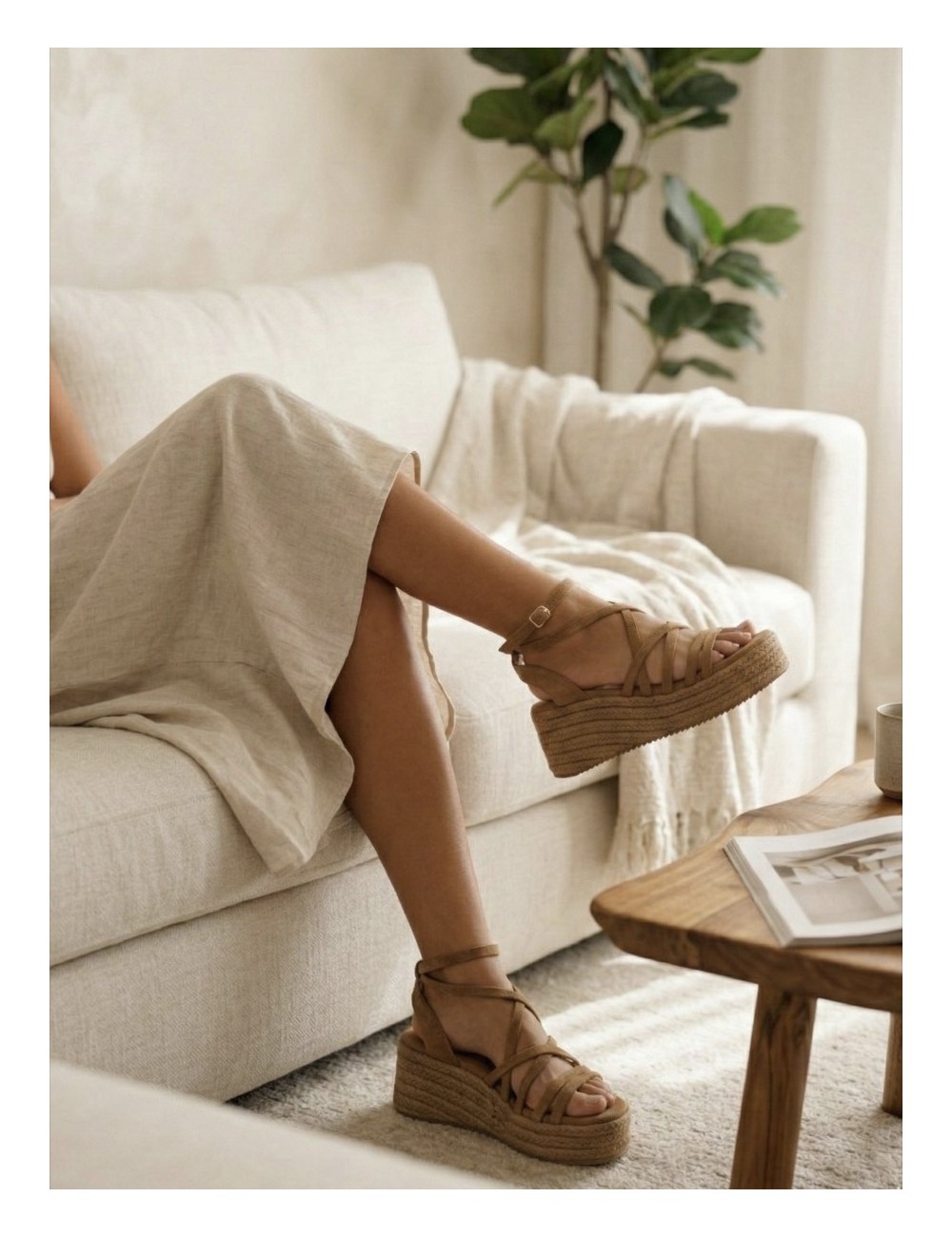 Sandalias con plataforma Nuchis Khaki
