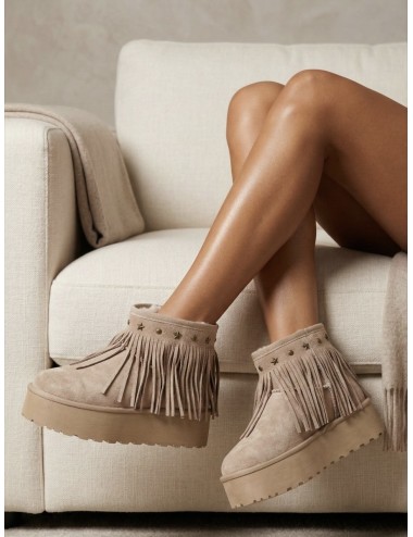 Botas de nieve con flecos Trapani Beige