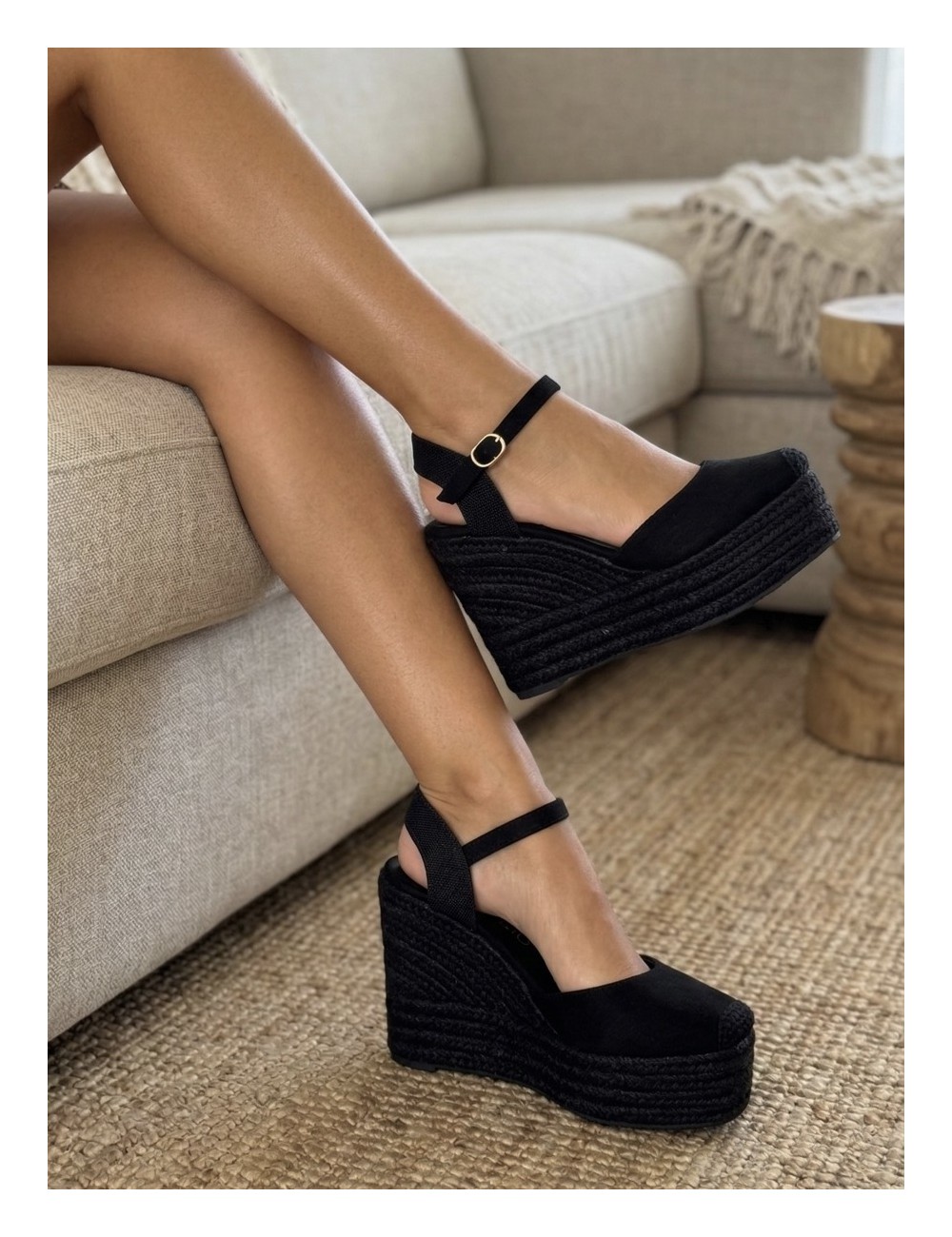 Sandalias con cuñas altas Loiri All Noir