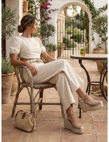 Sandalias con cuñas altas Loiri Khaki