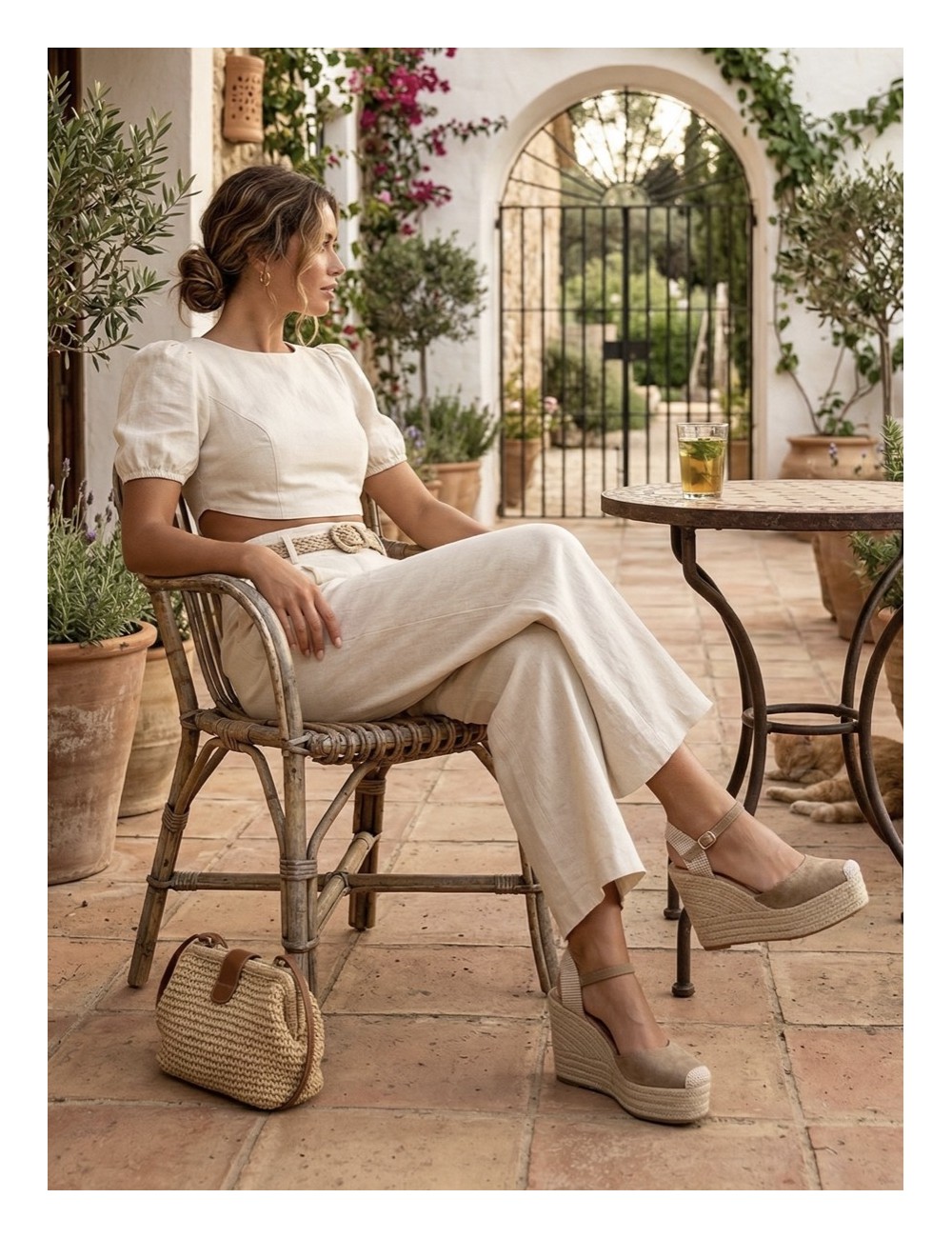 Sandalias con cuñas altas Loiri Khaki