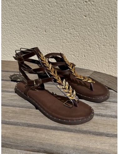Sandalias con adorno Dorado Arbas Brown
