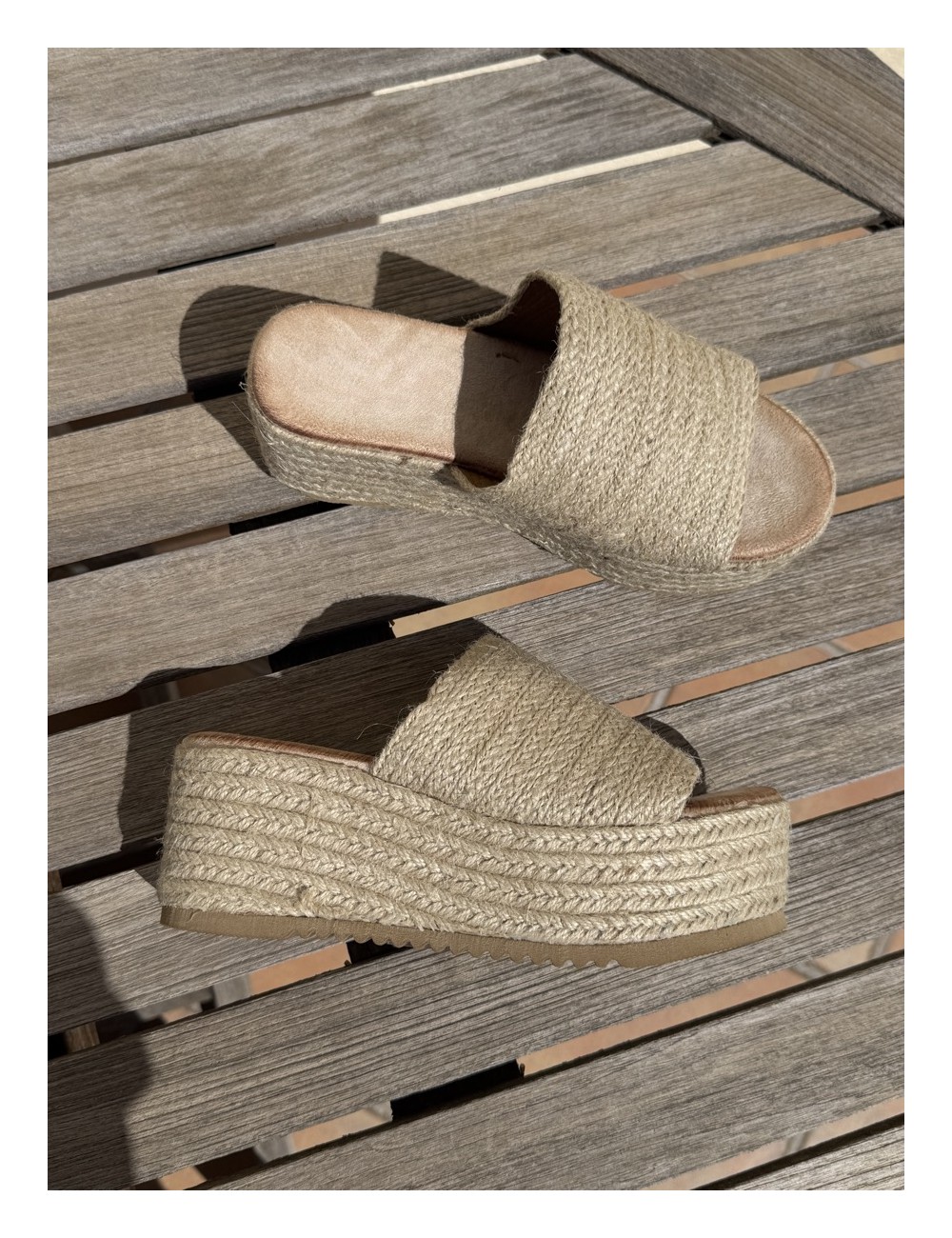 Sandalias con plataforma esparto Nava Beige