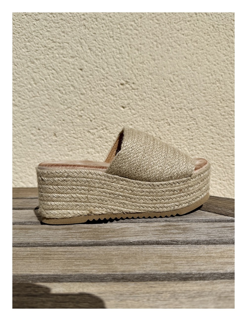 Sandalias con plataforma esparto Nava Beige