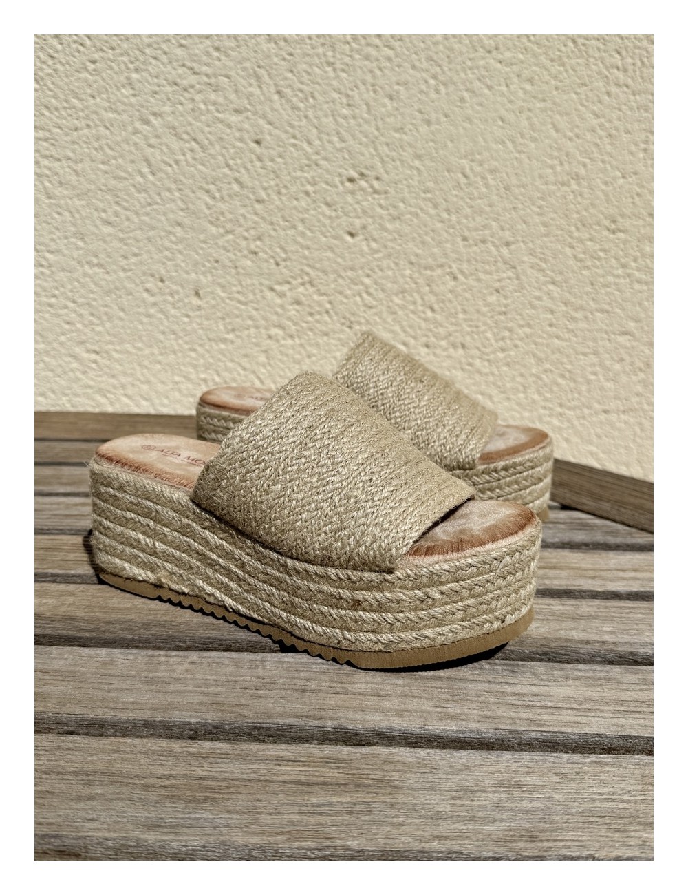 Sandalias con plataforma esparto Nava Beige