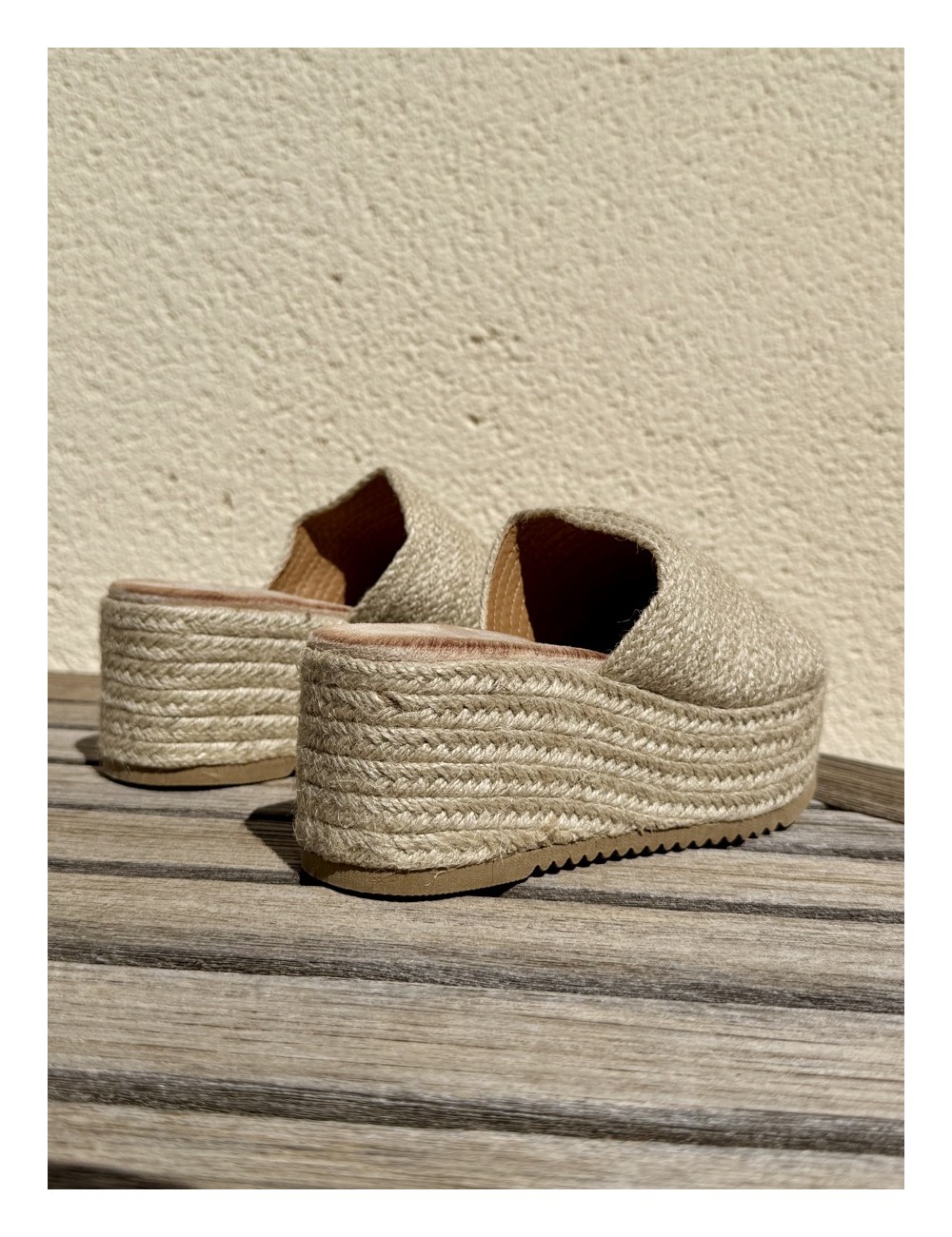 Sandalias con plataforma esparto Nava Beige