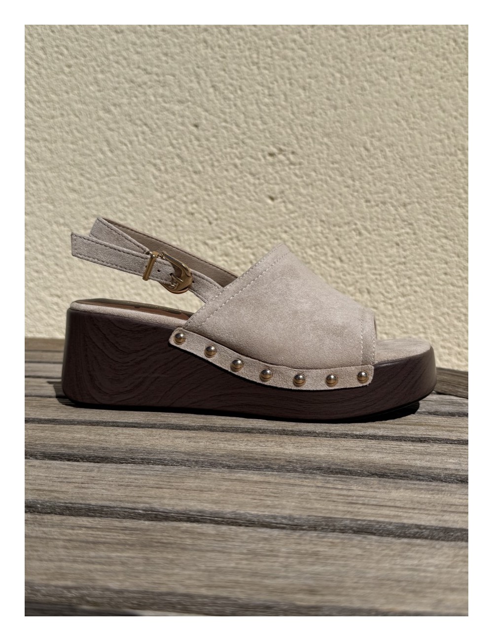 Sandalias con plataforma de madera Gavoi Khaki