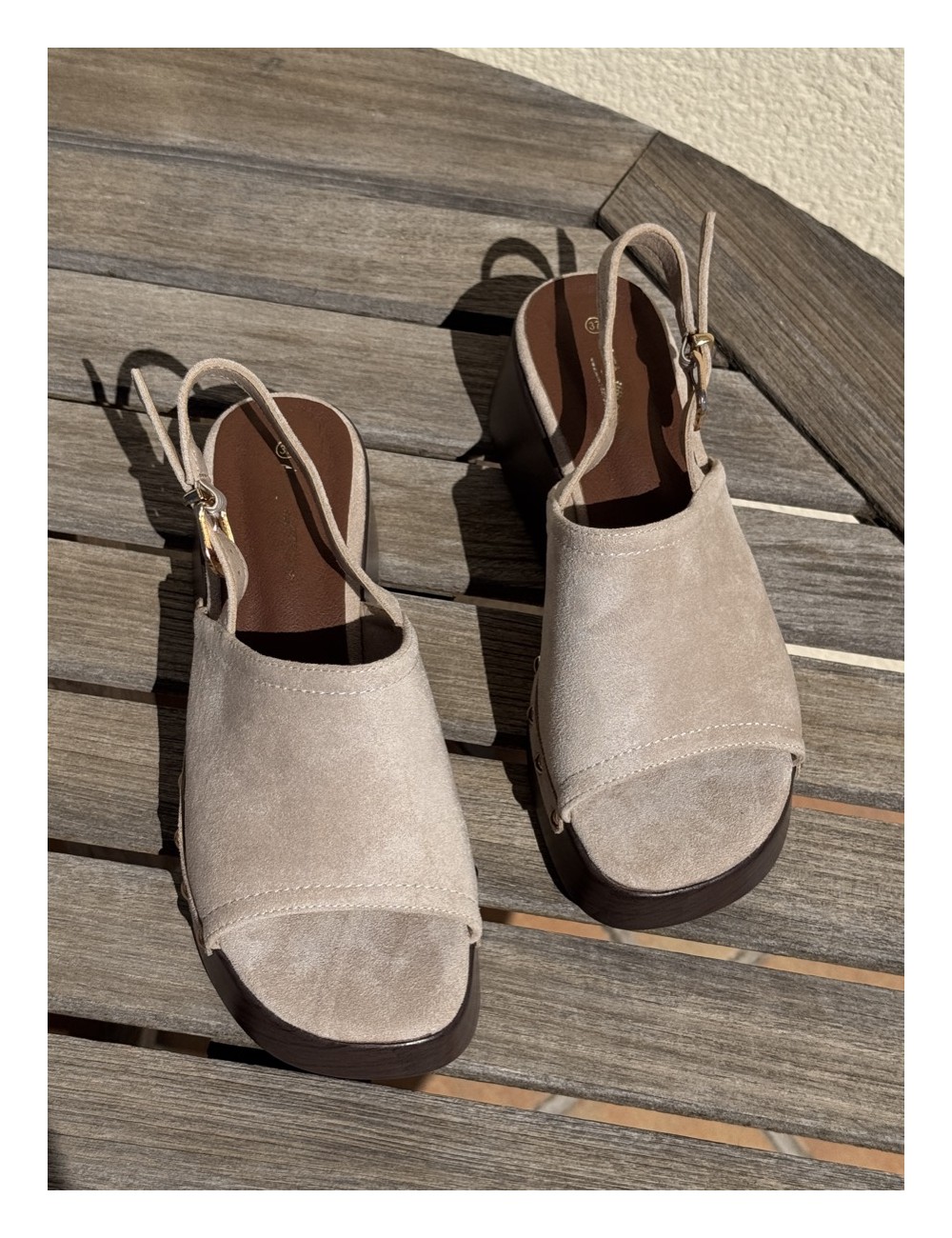 Sandalias con plataforma de madera Gavoi Khaki