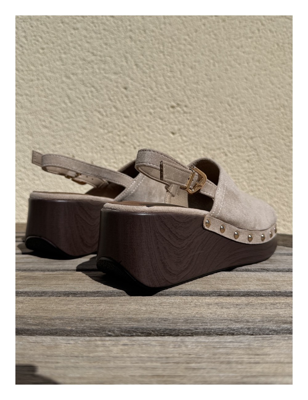 Sandalias con plataforma de madera Gavoi Khaki