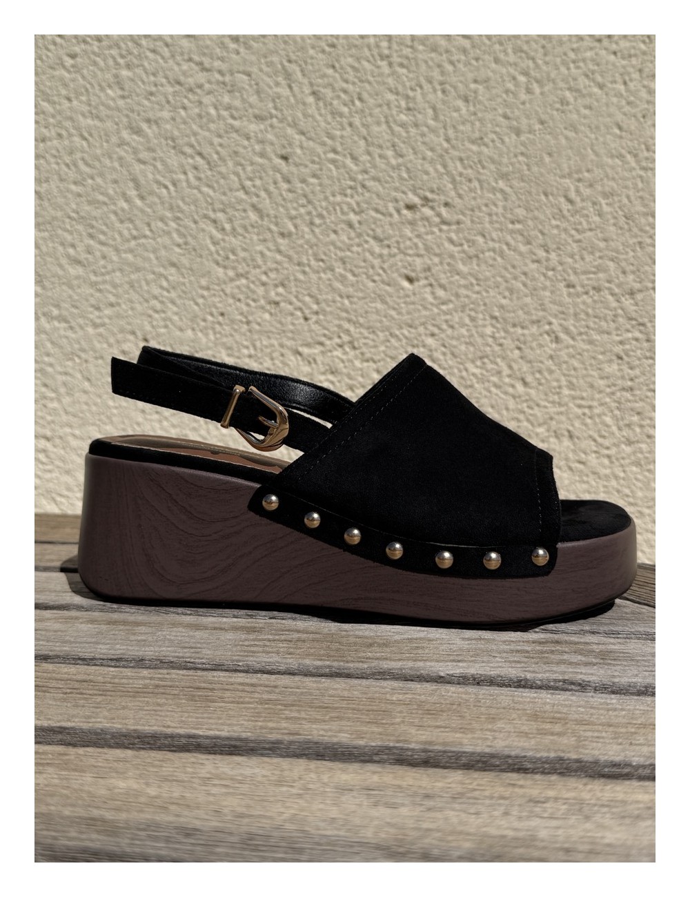 Sandalias con plataforma de madera Gavoi Noir