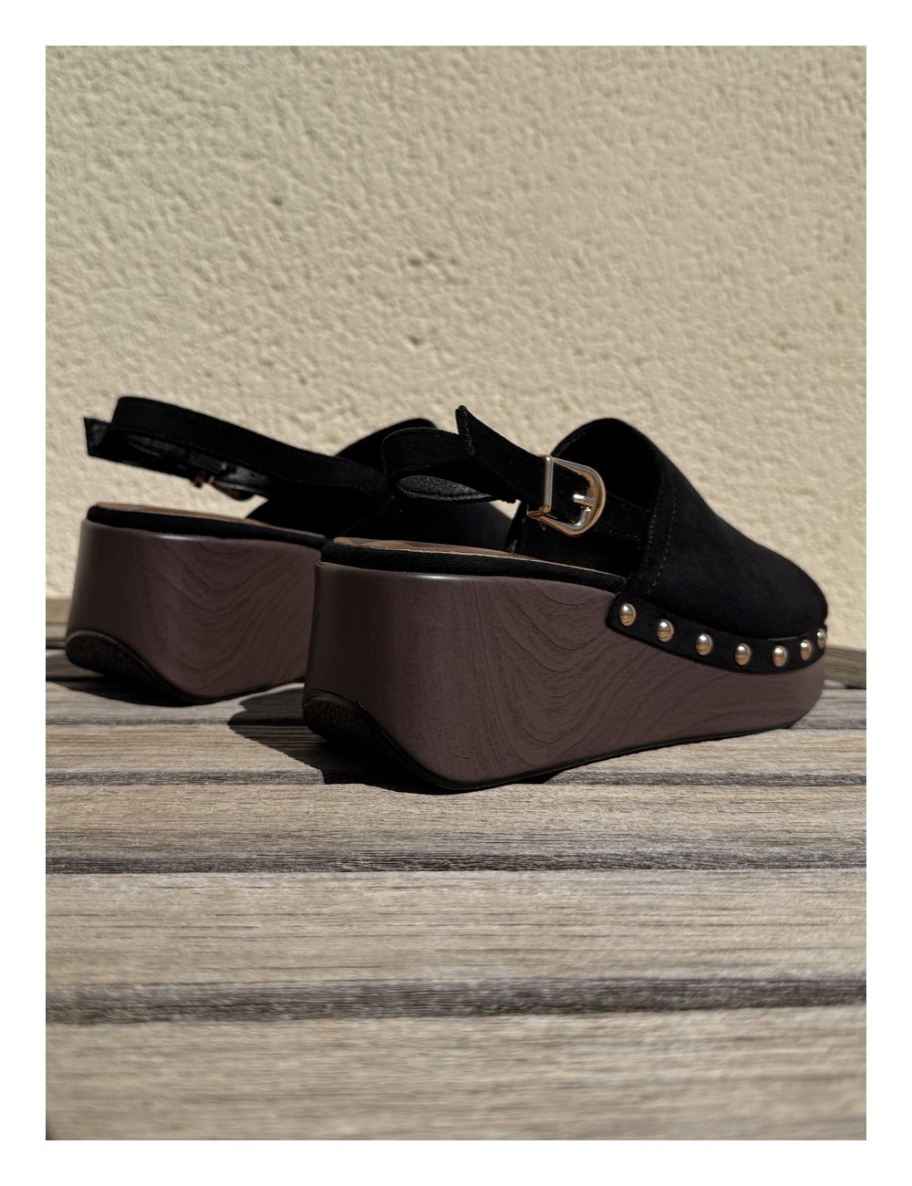 Sandalias con plataforma de madera Gavoi Noir
