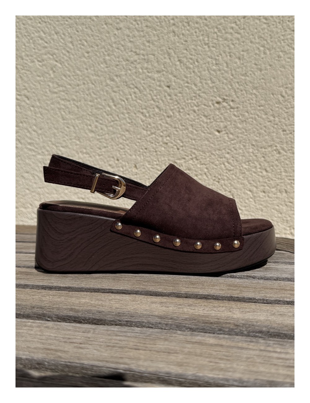 Sandalias con plataforma de madera Gavoi Brown