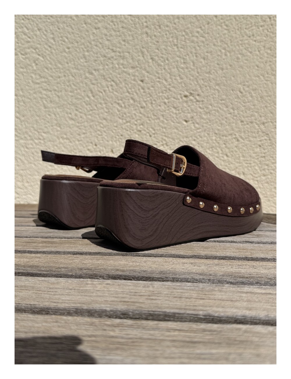 Sandalias con plataforma de madera Gavoi Brown