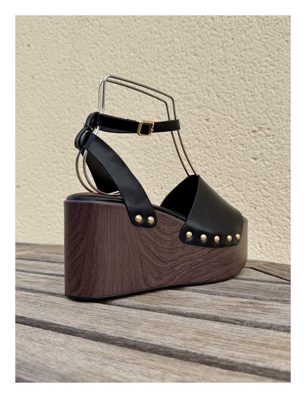 Sandalias con plataforma de Madera Vera Noir