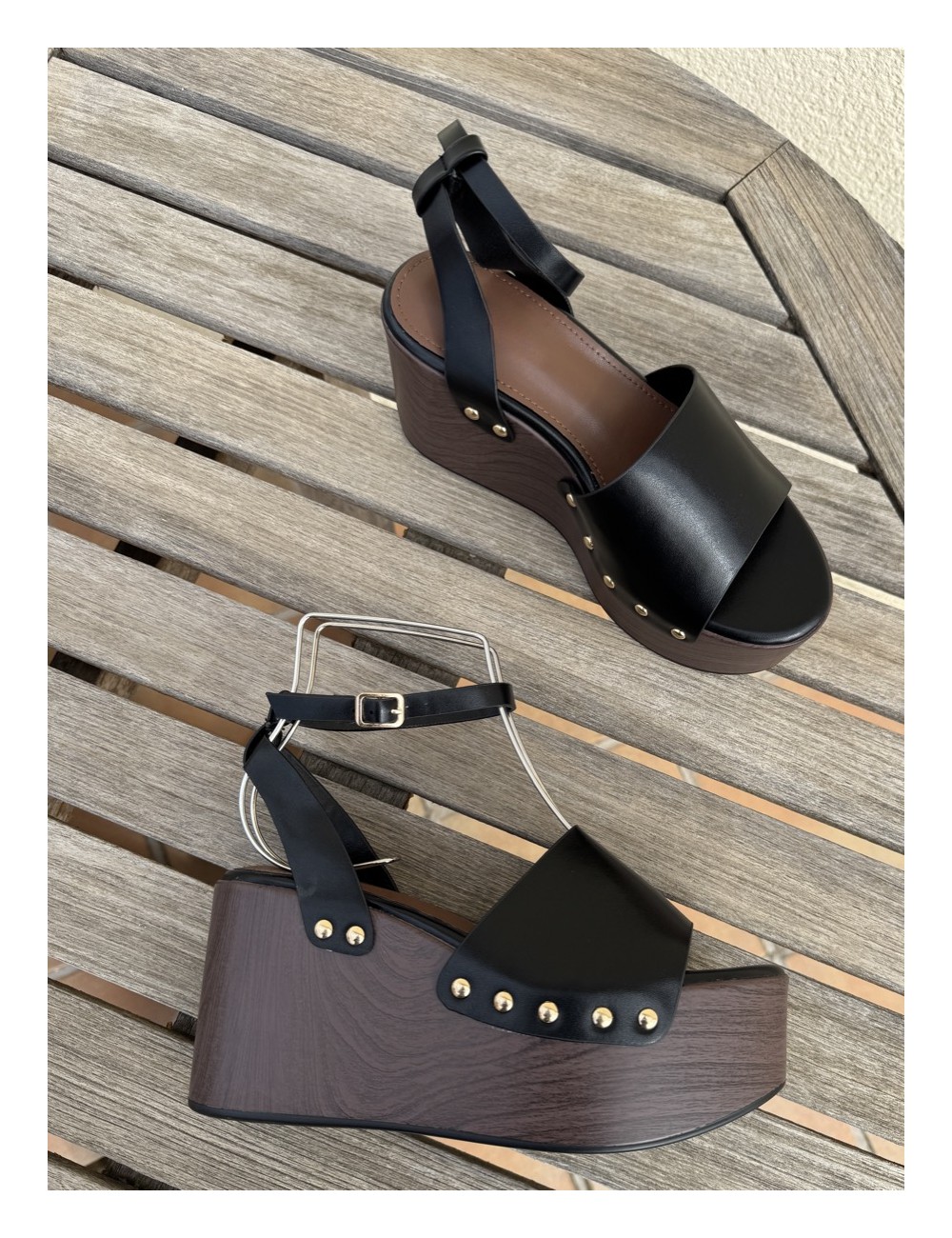 Sandalias con plataforma de Madera Vera Noir