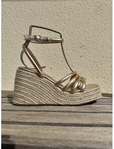 Sandalia de tiras con cuña de esparto Nuvola Gold