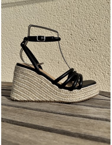 Sandalia de tiras con cuña de esparto Nuvola Noir