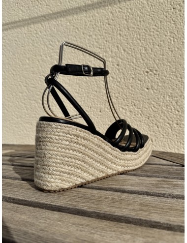 Sandalia de tiras con cuña de esparto Nuvola Noir