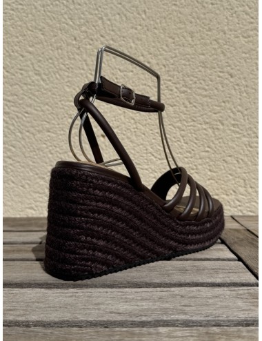 Sandalia de tiras con cuña de esparto Nuvola Brown