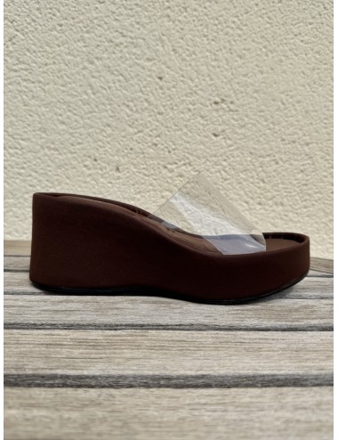 Sandalias Wedge con pala Transparente Bella Brown