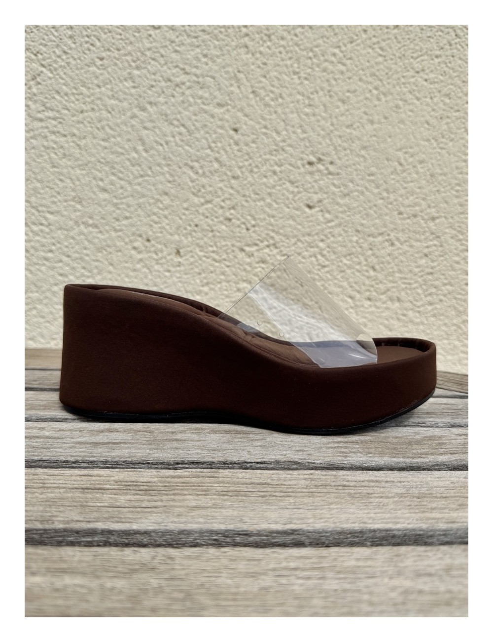 Sandalias Wedge con pala Transparente Bella Brown
