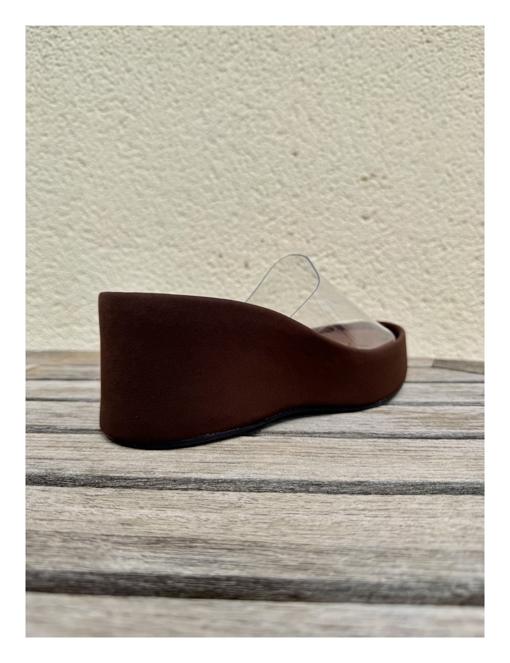 Sandalias Wedge con pala Transparente Bella Brown