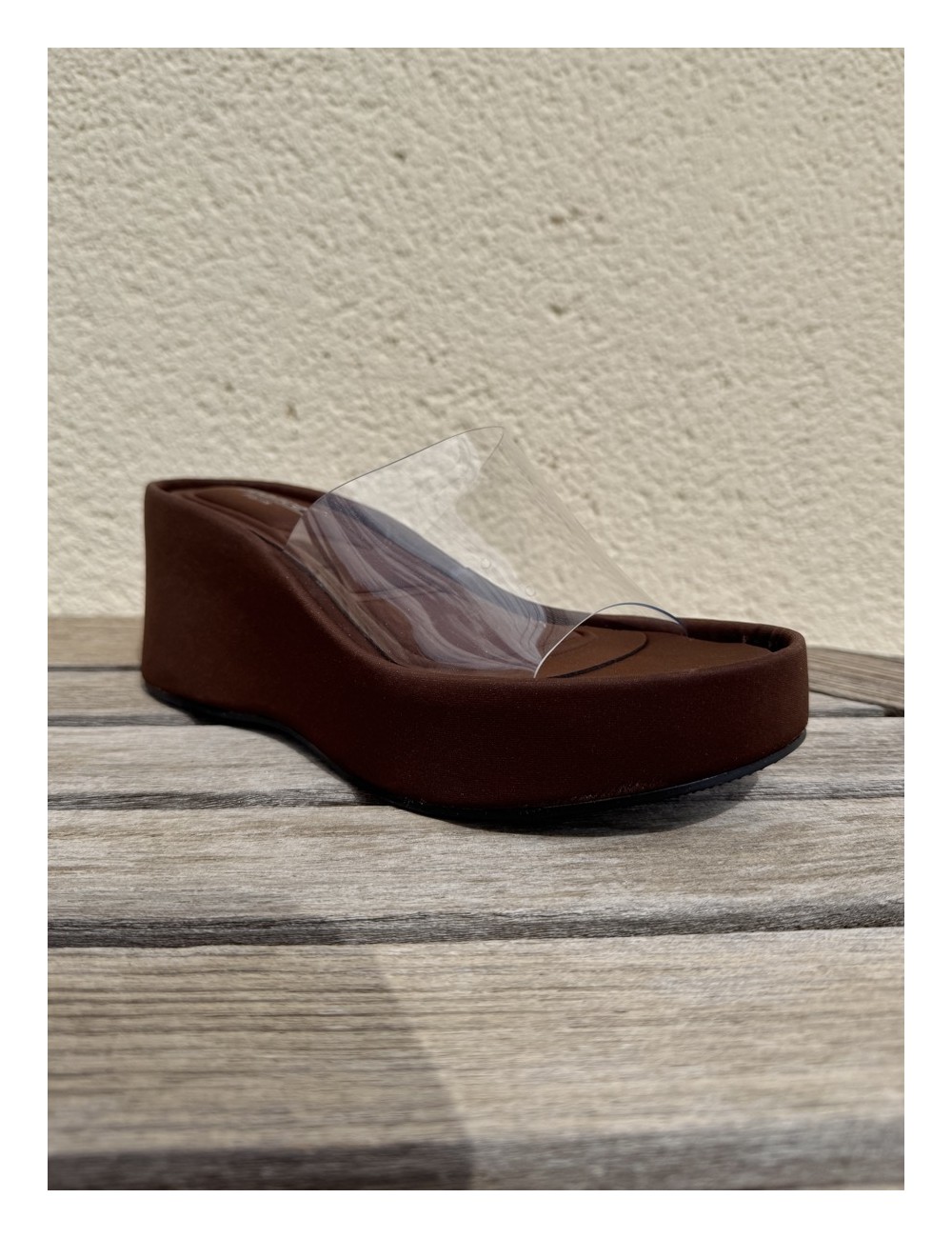 Sandalias Wedge con pala Transparente Bella Brown