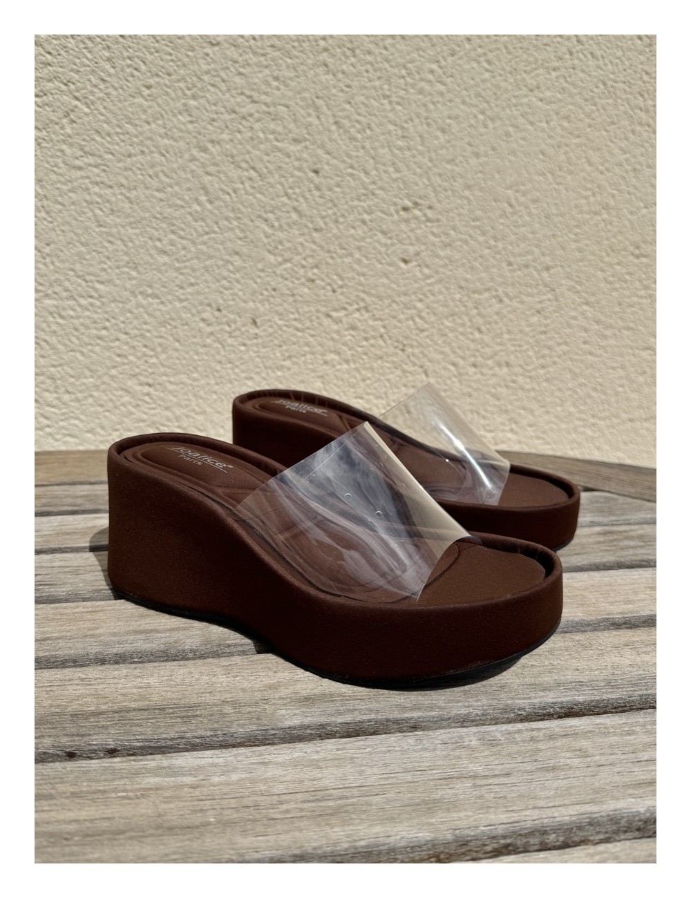 Sandalias Wedge con pala Transparente Bella Brown