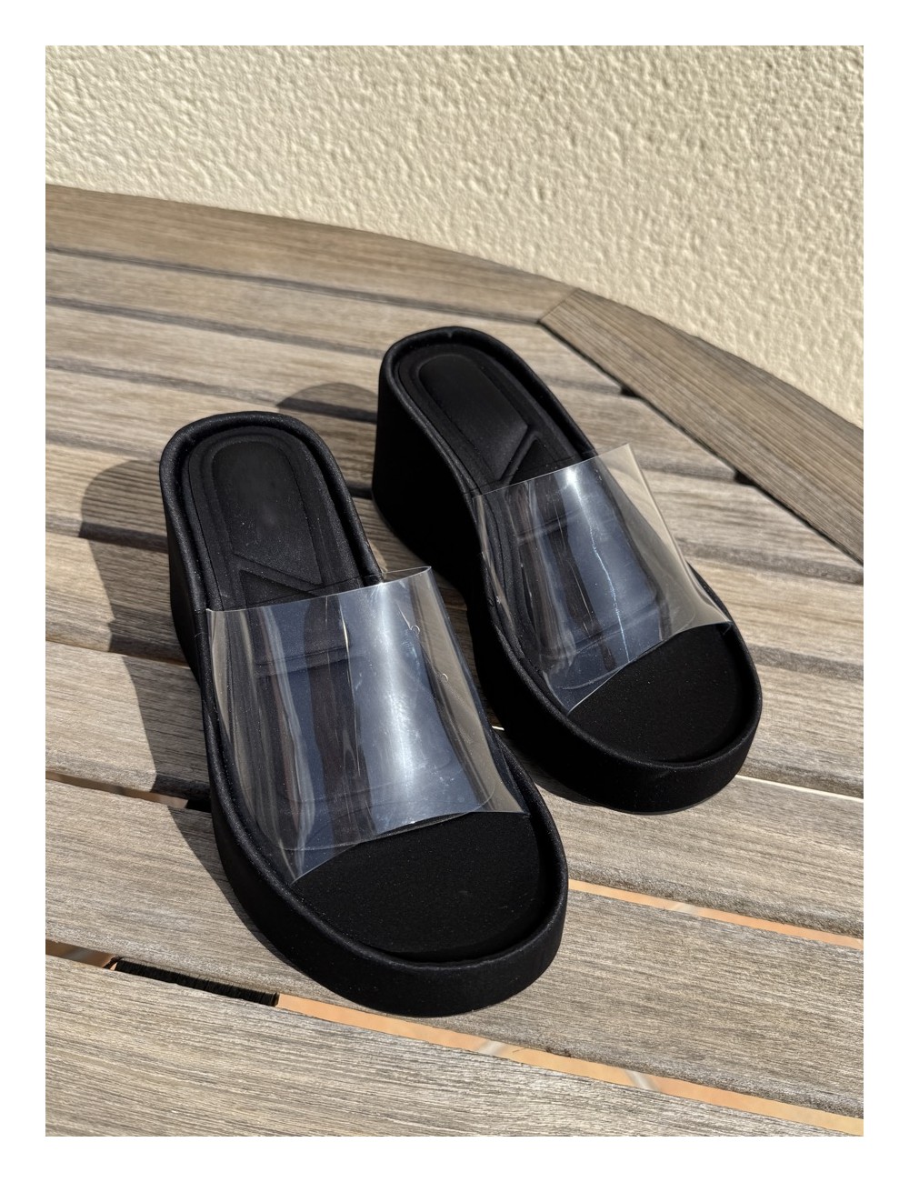 Sandalias Wedge con pala Transparente Bella Noir