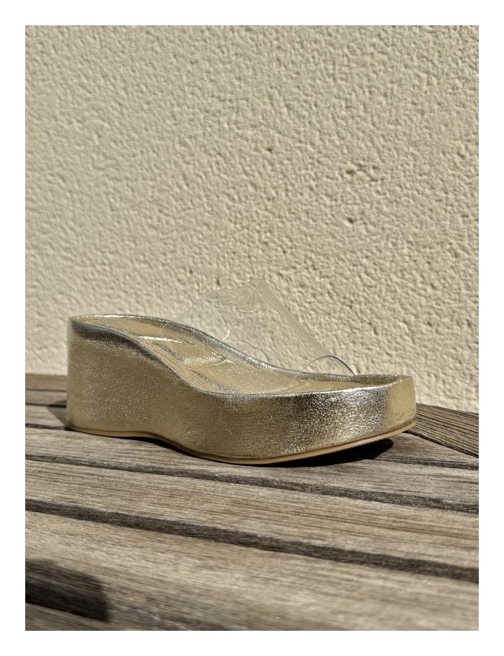 Sandalias Wedge con pala Transparente Bella Gold