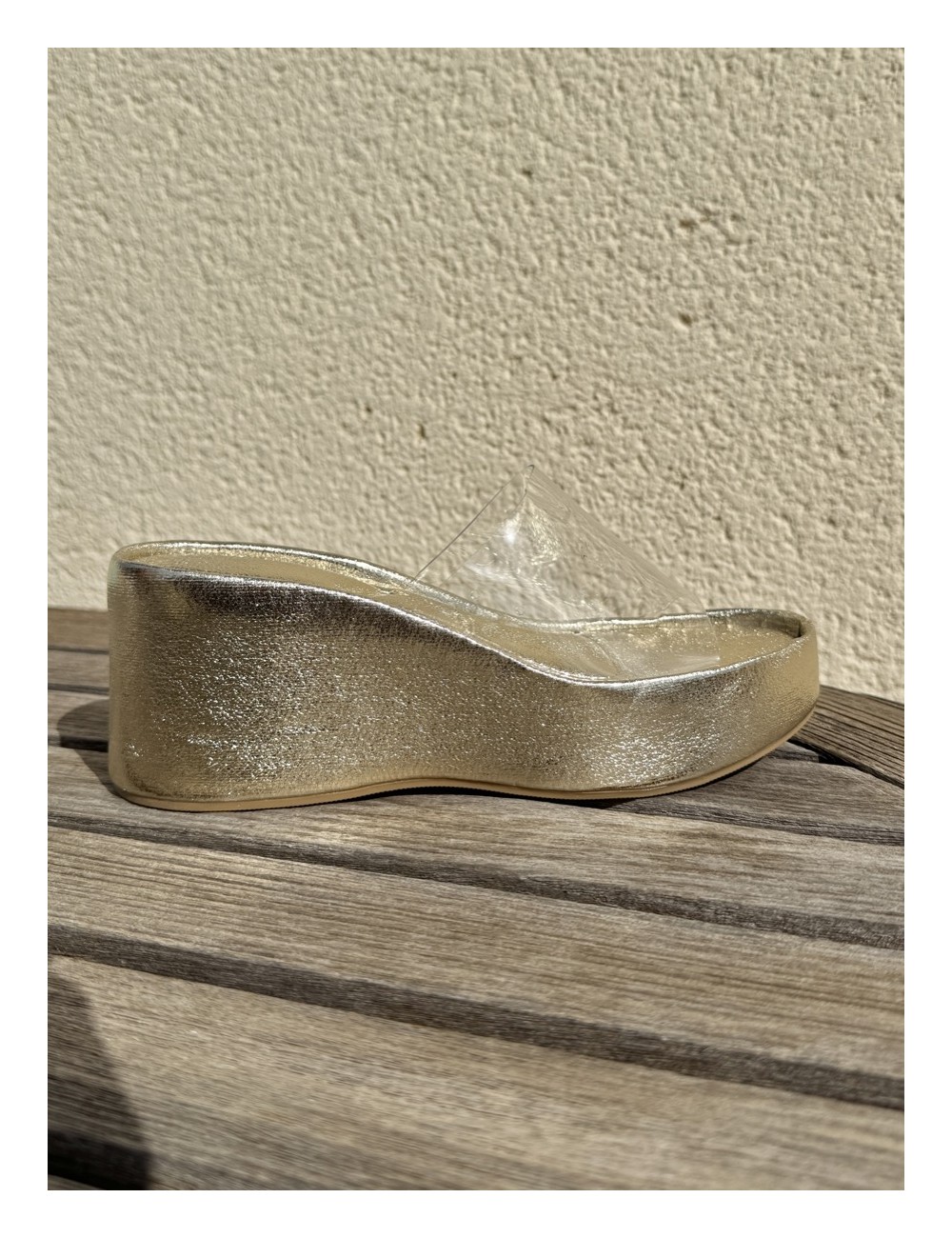 Sandalias Wedge con pala Transparente Bella Gold