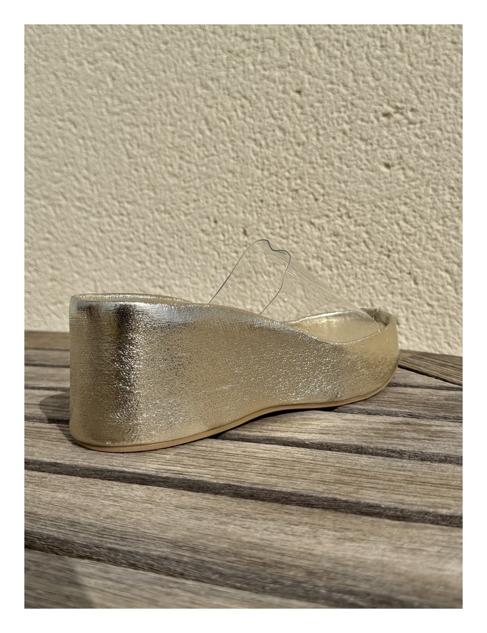 Sandalias Wedge con pala Transparente Bella Gold