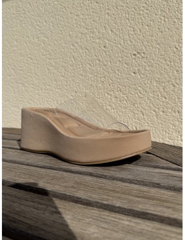 Sandalias Wedge con pala Transparente Bella Khaki