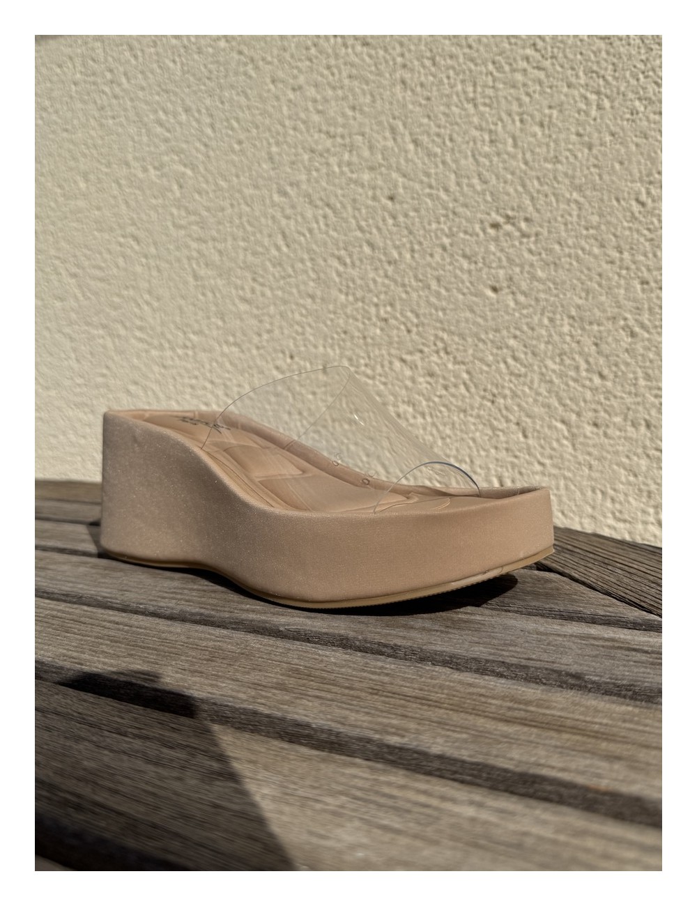 Sandalias Wedge con pala Transparente Bella Khaki