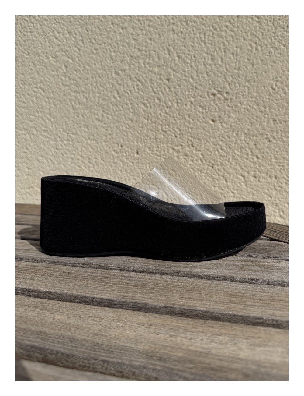 Sandalias Wedge con pala Transparente Bella Noir
