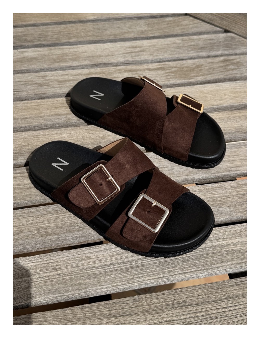 Sandalias con doble hebilla Lido Brown