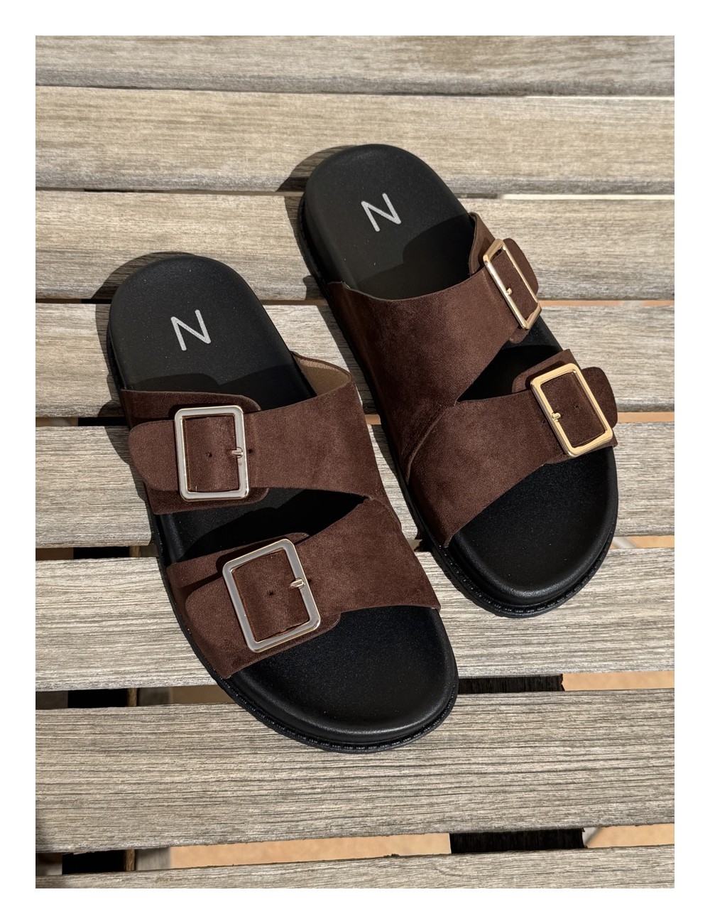 Sandalias con doble hebilla Lido Brown