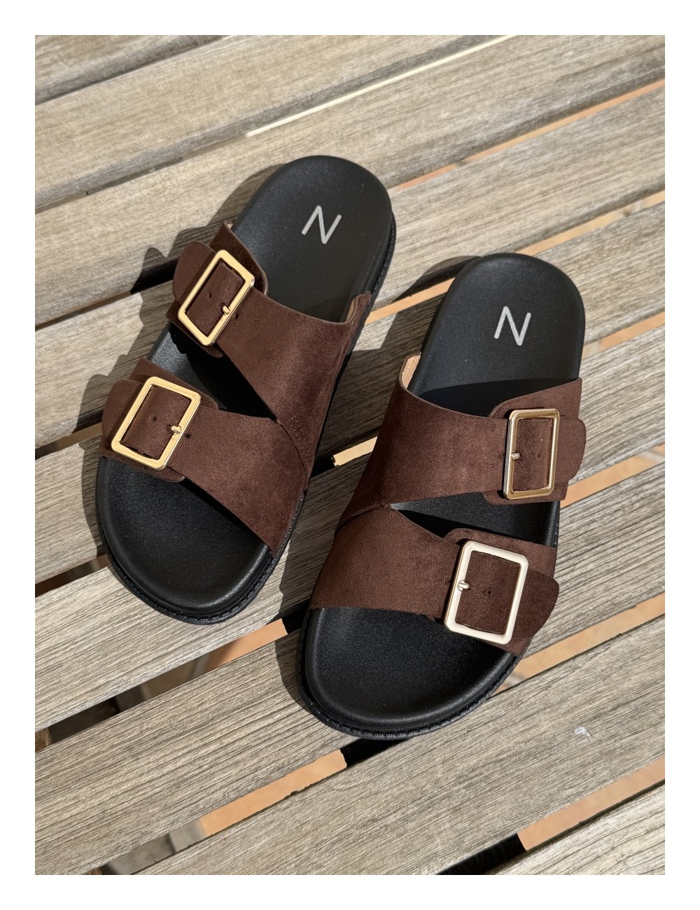 Sandalias con doble hebilla Lido Brown