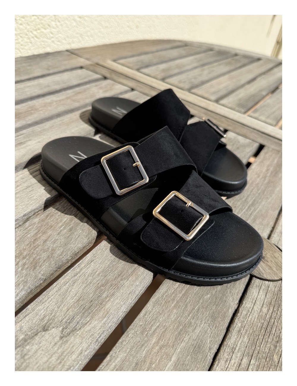 Sandalias con doble hebilla Lido Noir