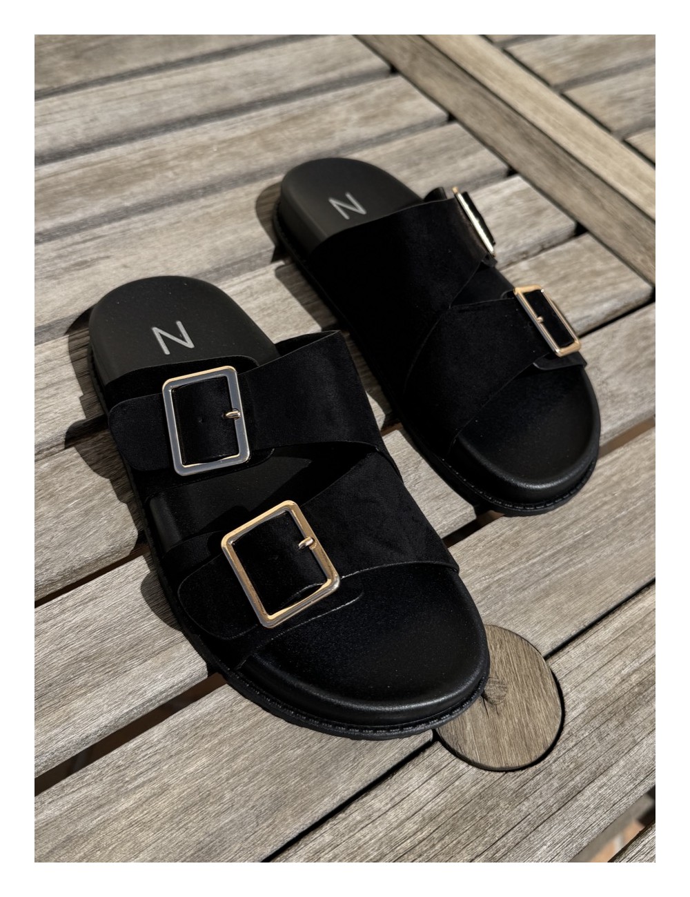 Sandalias con doble hebilla Lido Noir