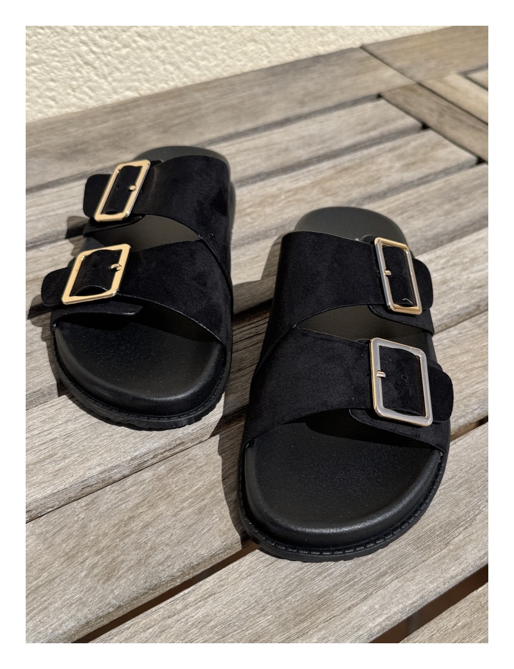 Sandalias con doble hebilla Lido Noir