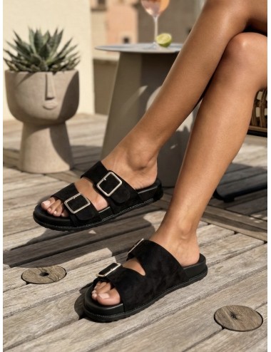 Sandalias con doble hebilla Lido Noir